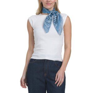 MARLON Blue Made In Italy Silk Blend Scarf